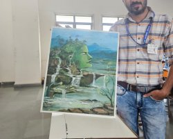 Teacher Mr Ritesh got first prize in drawing in Teachers category in the All 4D Art competition